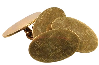 Lot 313 - A pair of 9ct gold double oval and chain link...