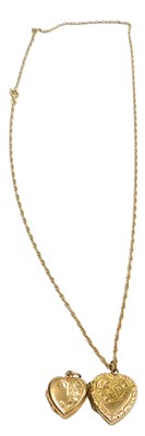 Lot 322 - A 9ct gold heart-shaped locket, 2.0g, together...