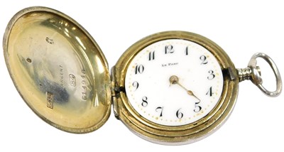 Lot 327 - A Le Parc lady's silver hunter pocket watch,...