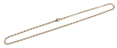 Lot 343 - A 9ct gold belcher link neckchain, on a...