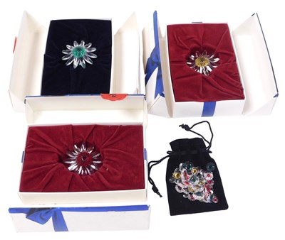 Lot 353 - Three Swarovski Crystal Marguerite flower...