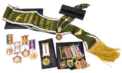 Lot 368 - A group of RAOB jewels, sash, and...