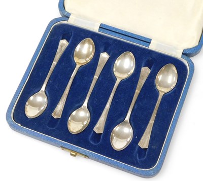 Lot 370 - A set of six Elizabeth II silver coffee spoons,...