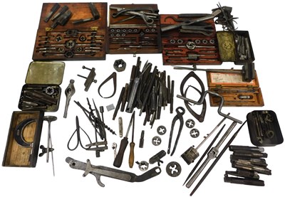 Lot 378 - Three vintage tap and die sets, cased,...