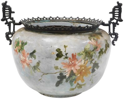 Lot 390 - A late 19thC French pottery jardiniere, with...