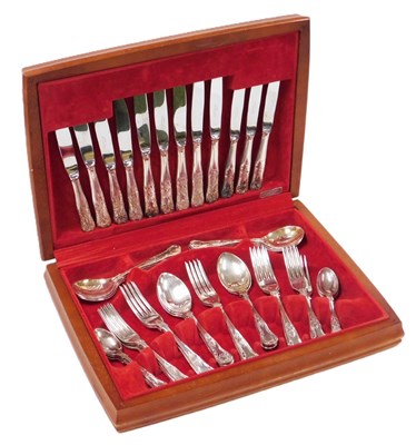 Lot 447 - A silver plated King's pattern canteen of...