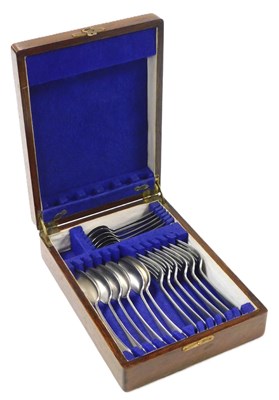 Lot 456 - A silver plated part canteen of Old English...