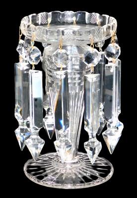 Lot 428 - A cut glass lustre, with prismatic and...