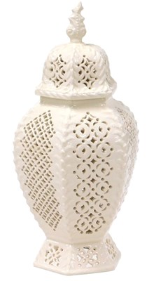 Lot 430 - A Royal Creamware reticulated hexagonal vase...