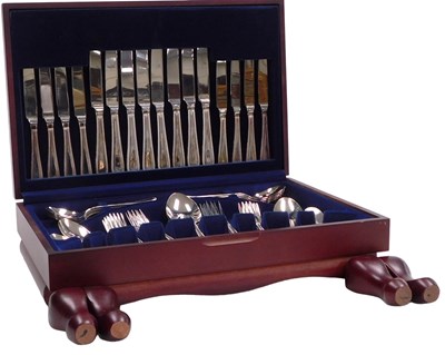 Lot 404 - A Viners silver plated bead pattern canteen of...