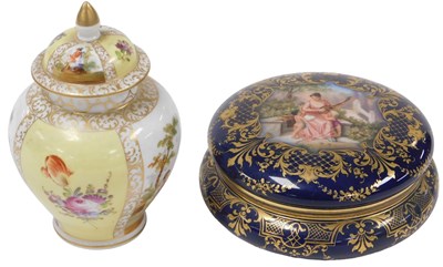 Lot 433 - A 20thC Dresden porcelain box and cover, of...