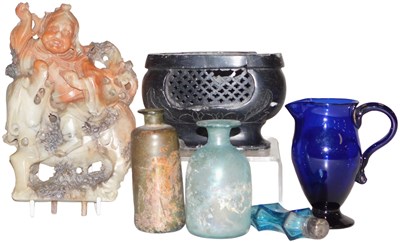 Lot 435 - Two Roman glass bottles, 9.5cm and 8.5cm high,...