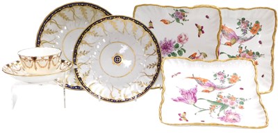 Lot 436 - Three 19thC Chelsea style pottery dishes, of...