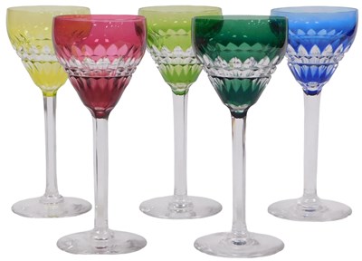 Lot 439 - A set of five early 20thC cut glass stemmed...