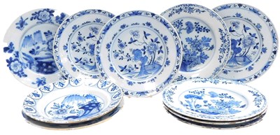 Lot 441 - A group of ten 18thC Delftware blue and white...
