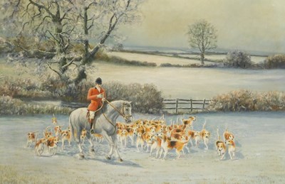 Lot 413 - Samuel Burden (British b 1932). Winter turnout,...