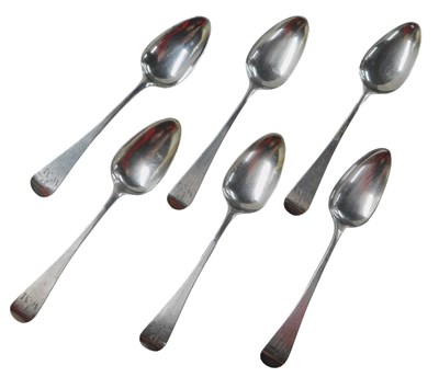 Lot 139 - A set of six George III silver Old English...