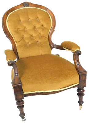 Lot 521 - A Victorian mahogany spoon back armchair,...