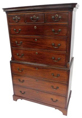 Lot 526 - A George III mahogany chest on chest, with a...