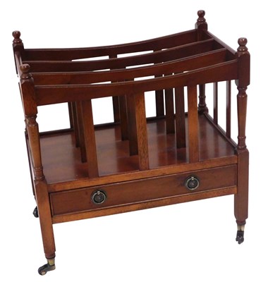 Lot 579 - A Georgian style yew wood Canterbury, with...