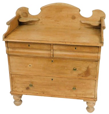 Lot 590 - A Victorian pine stripped traytop chest of...