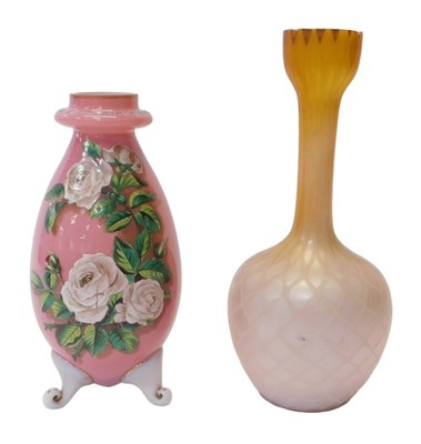 Lot 118 - A Loetz style iridescent vase, of bottle form,...