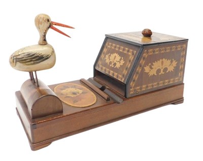Lot 129 - A novelty wooden and inlaid cigarette box, the...
