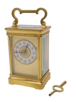 Lot 210 - A 20thC brass cased carriage clock, the...