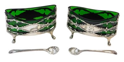 Lot 147 - A pair of Edward VII pierced silver open salts,...