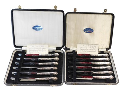 Lot 148 - A set of six George VI silver handled Kings...