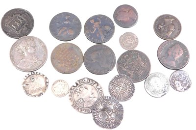 Lot 495 - A James I silver sixpence, clipped and holed,...