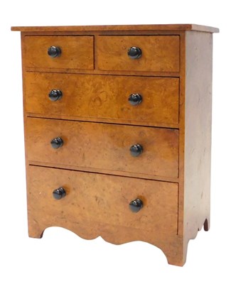 Lot 315 - A Victorian burr walnut apprentice chest, of...