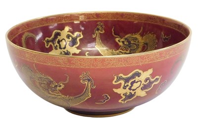 Lot 354 - A Carltonware red lustre bowl, decorated to...