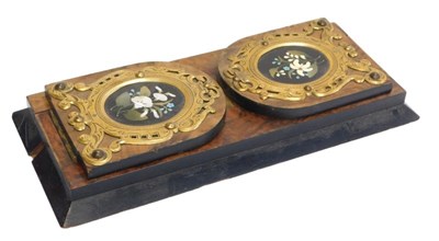 Lot 355 - A Victorian burr walnut and ebonised bookslide,...