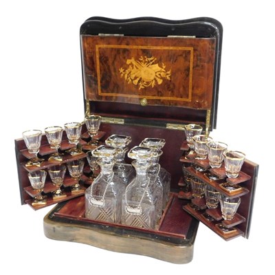 Lot 2 - A Victorian walnut and marquetry inlaid drinks...