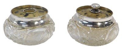 Lot 151 - Two George V cut glass and silver mounted...