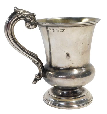 Lot 155 - A Victorian Scottish silver mug, with a leaf...