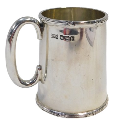 Lot 156 - A George VI silver mug, with line and cross...
