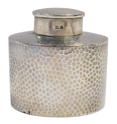 Lot 157 - A George V silver tea caddy, of oval hammered...