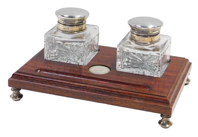 Lot 160 - An Elizabeth II desk stand, comprising two cut...