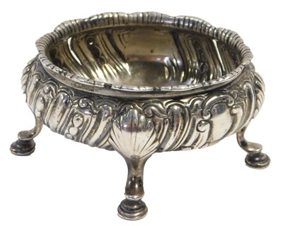 Lot 162 - A Victorian silver open salt, embossed with a...
