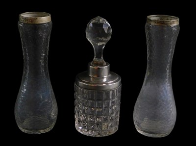 Lot 168 - An early 20thC cut glass and silver mounted...