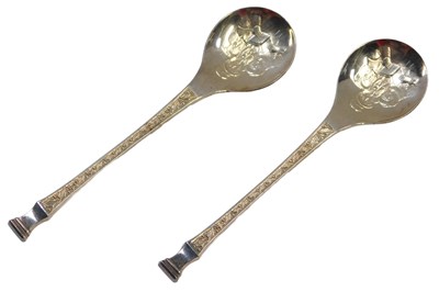 Lot 449 - A pair of Elizabeth II silver spoons, each...