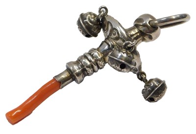 Lot 452 - A late Victorian silver rattle, with four...