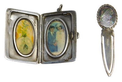 Lot 453 - A George V silver pocket double photograph...