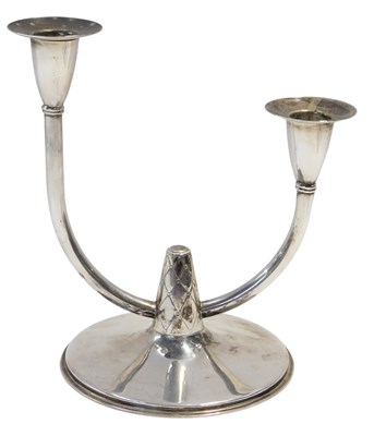 Lot 31 - An Elizabeth II silver two branch candelabrum,...