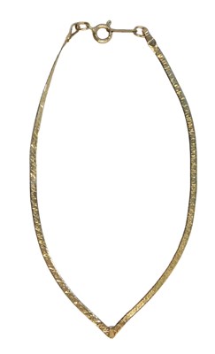 Lot 444 - A 9ct gold herringbone bracelet, with engraved...