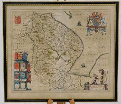 Lot 484 - After Robert Morden. Map of Lincolnshire, hand...