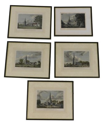 Lot 488 - Five 19thC engravings, depicting Fleet Church,...