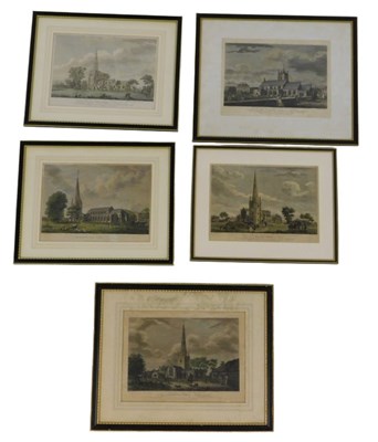 Lot 489 - Five 19thC engravings, depicting Tydd St Mary,...